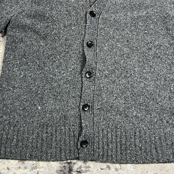 Banana Republic Cardigan Womens XL Gray Lambs Wool Button Tweed Knit Preppy - Picture 4 of 10